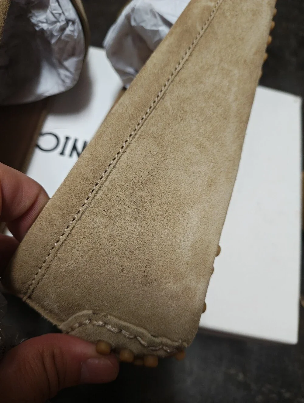 Veronica Beard Taupe Suede Penny Loafers